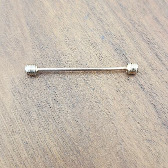 Gold Tone Collar Pin Rounded Stacked End Minimalist Classic Formal Event Evening - Picture 1 of 3